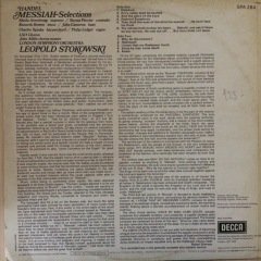 Leopold Stokowski Handel Messiah Selections  LP Plak