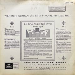 Fernando Germani Plays Bach At The Royal Festival Hall Classic LP Plak