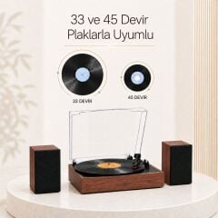*ÜCRETSİZ KARGO Record Master RM-519 Retro Pikap + Bluetooth Tüm Plakları Çalabilen Pikap 33, 45, 78 Devir