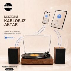*ÜCRETSİZ KARGO Record Master RM-519 Retro Pikap + Bluetooth Tüm Plakları Çalabilen Pikap 33, 45, 78 Devir