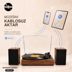 *ÜCRETSİZ KARGO Record Master RM-519 Retro Pikap + Bluetooth Tüm Plakları Çalabilen Pikap 33, 45, Devir