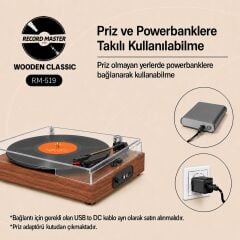 *ÜCRETSİZ KARGO Record Master RM-519 Retro Pikap + Bluetooth Tüm Plakları Çalabilen Pikap 33, 45, 78 Devir