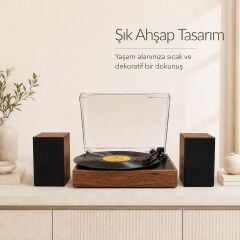 *ÜCRETSİZ KARGO Record Master RM-519 Retro Pikap + Bluetooth Tüm Plakları Çalabilen Pikap 33, 45, 78 Devir
