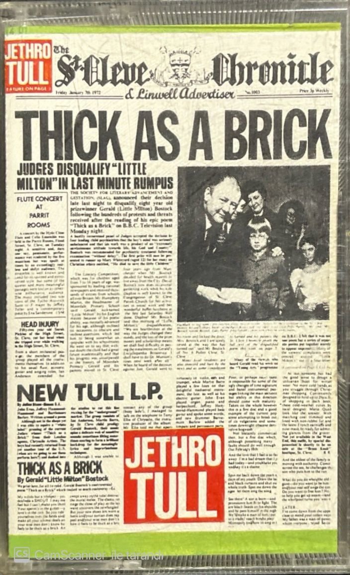 Jethro Tull Thick As A Brick Kaset