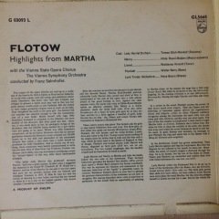 Flotow Highlights From Martha LP Plak