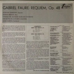 Louis Martini Faure Requiem LP Plak