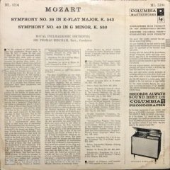 Sir Thomas Beecham Mozart Symphony No.39 LP Klasik Plak