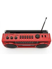 Crownwell Kasetçalar Bluetooth'lu Nostaljik Kasetçalar ve Radyo Kırmızı Renk