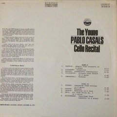 Pablo Casals The Young Cello Recital LP Plak