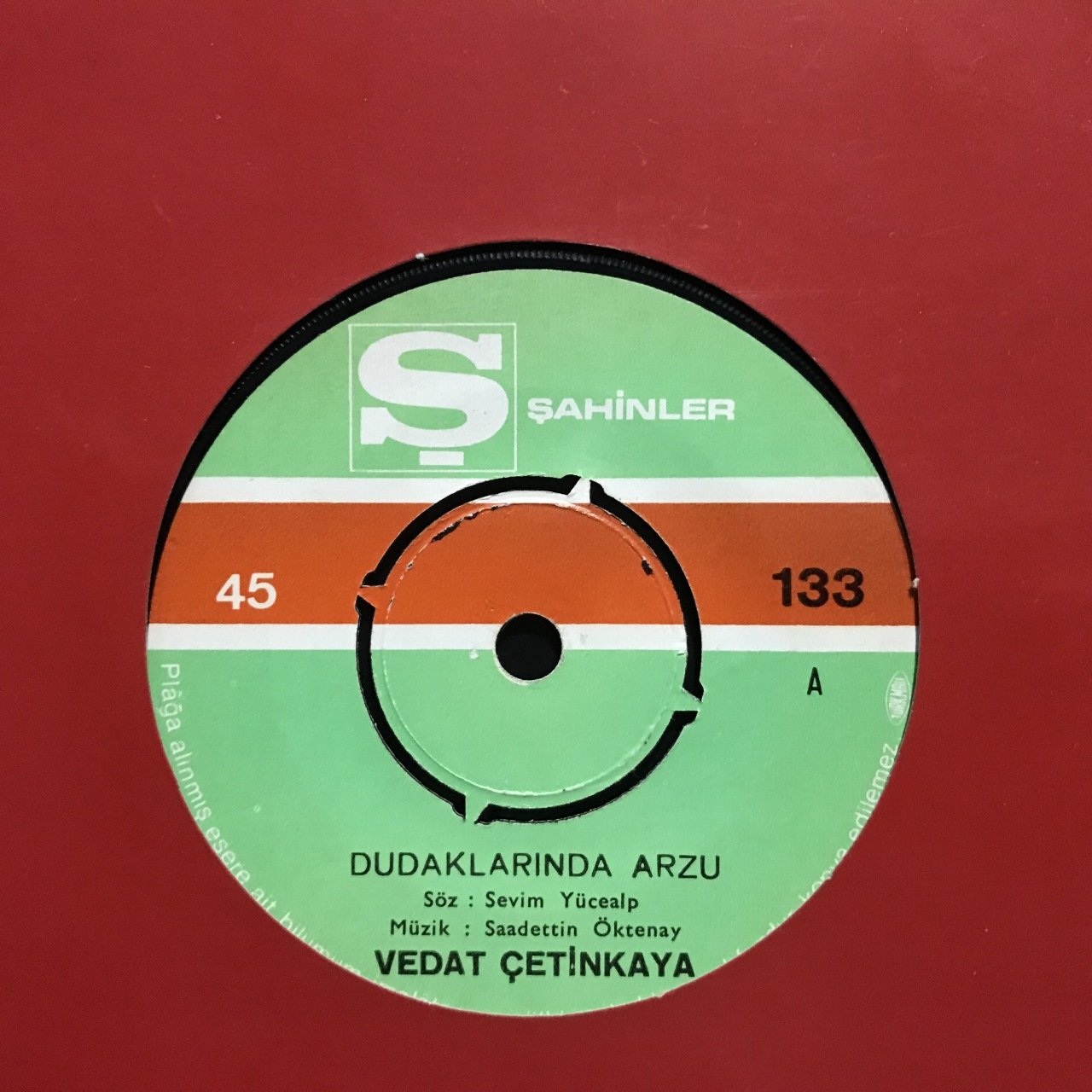 Vedat Çetinkaya Dudaklarında Arzu 45lik Plak