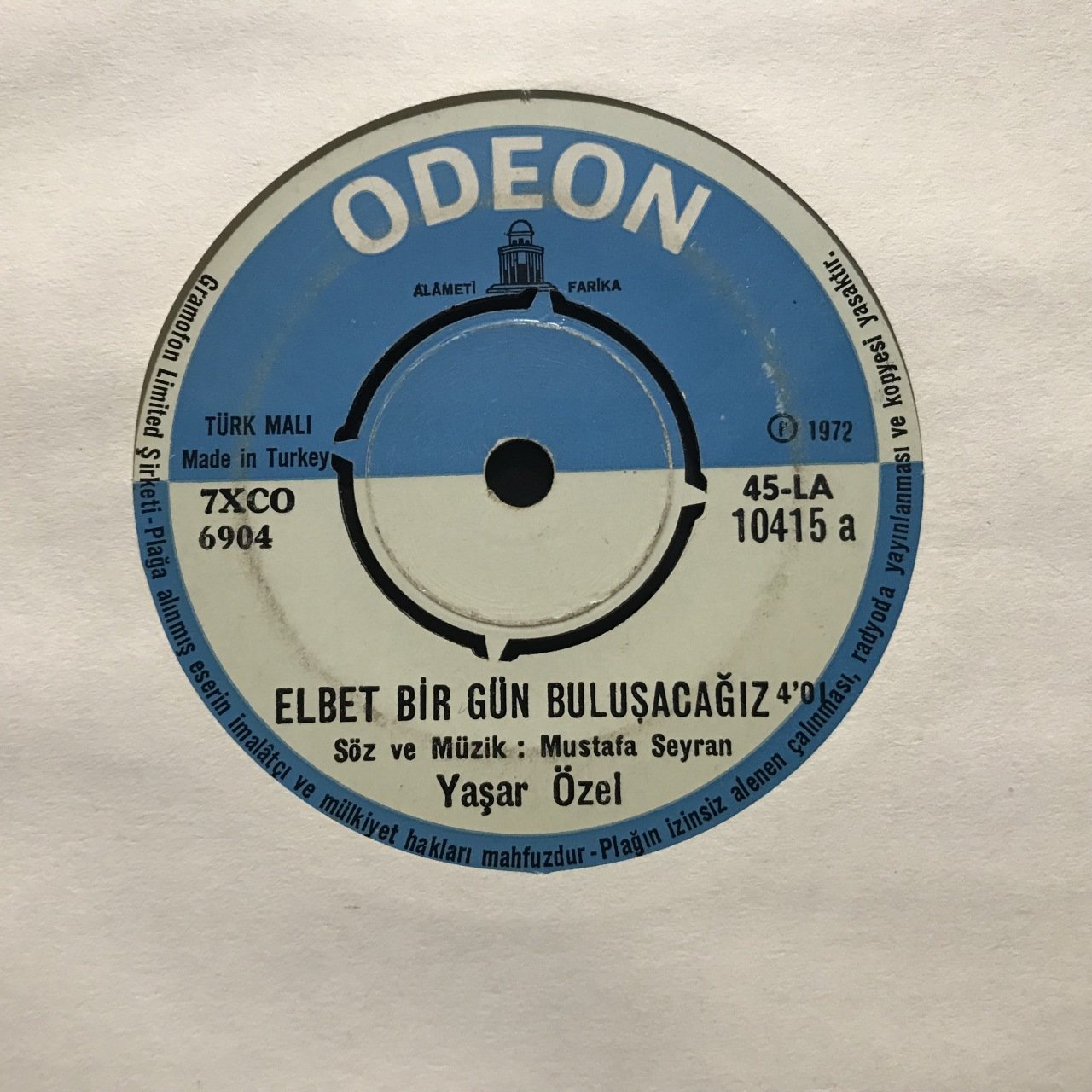Yaşar Özel Elbet Bir Gün Buluşacağız 45lik Plak
