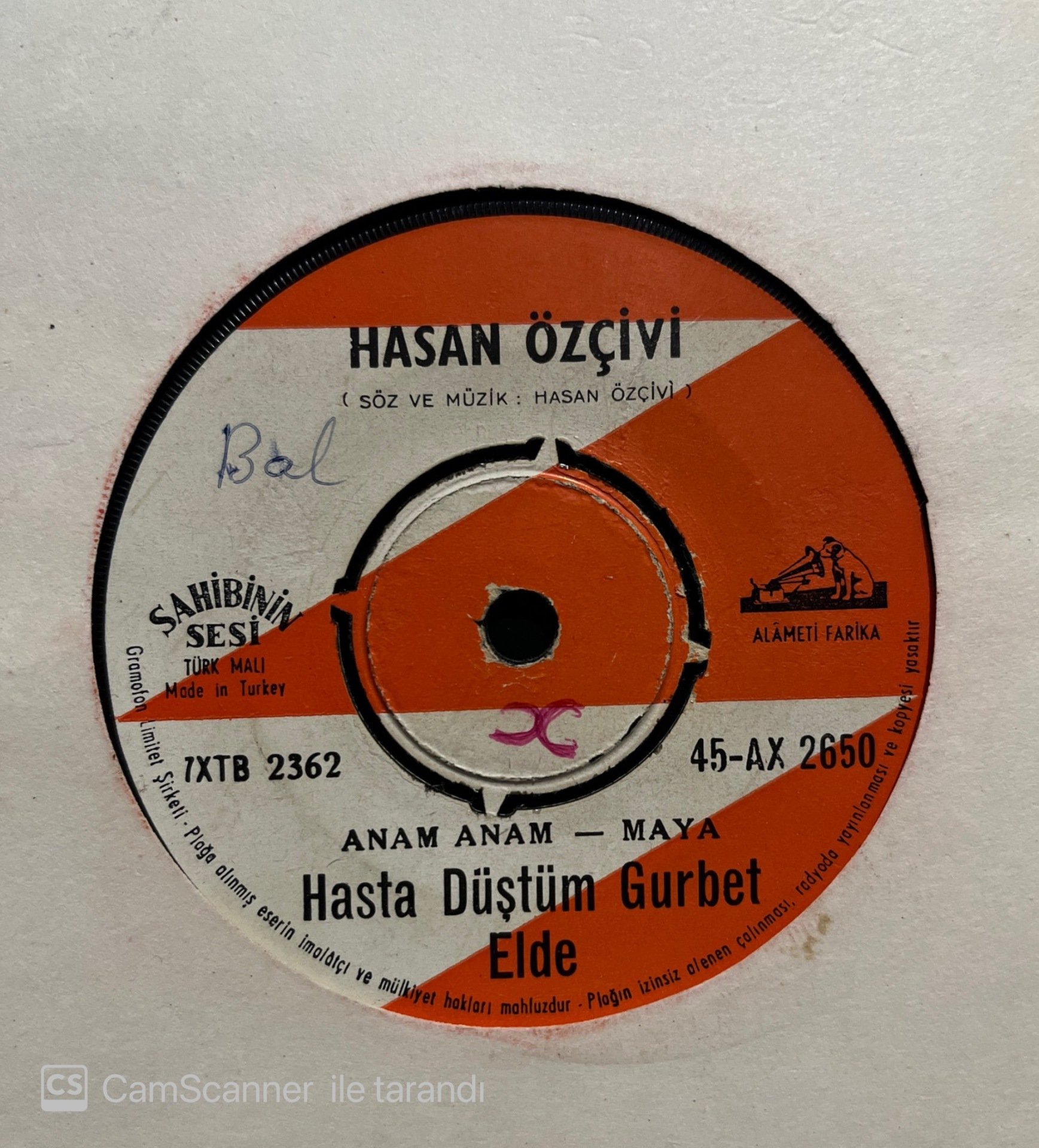 Hasan Özçivi Hasta Düştüm Gurbet Elde 45lik Plak