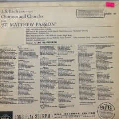 Bach St.Matthew Passion LP Plak