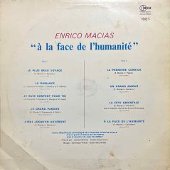 Enrico Macias A La Face De L'humanite LP Plak