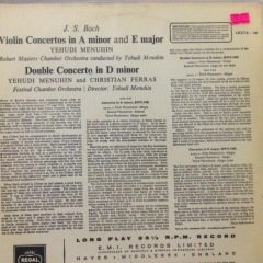 Yehudi Menuhin Bach Double Concerto LP Plak