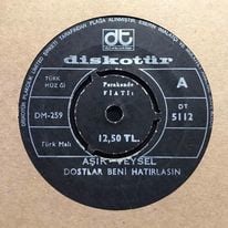 Aşık Veysel Dostlar Beni Hatırlasın 45lik Plak