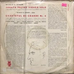 Wilhelm G. Berger Cvartet De Coarde Nr. 6 LP Klasik Plak