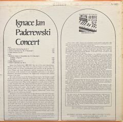 Ignace Jan Paderewski Concert LP Plak