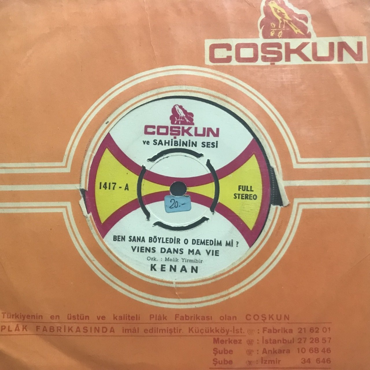 Kenan Ben Sana Böyledir O Demedim Mi Viens Dans Ma Vie 45lik Plak