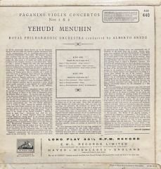 Yehudi Menuhin Paganini Violin Concertos LP Plak