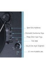 Record Master T310CH Şarj Özellikli Pikap - 33, 45, 78 Devir T310CH- MAVİ (TURKUAZ)