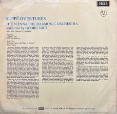 Suppe Overtures Vienna Philharmonic Solti LP Plak