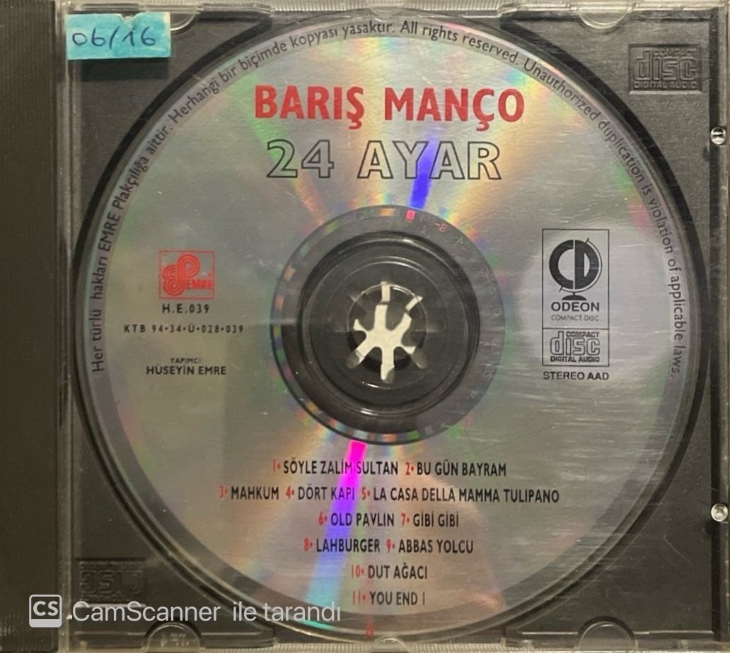 Barış Manço 24 Ayar Kapaksız Kırmızı Bandrollü CD