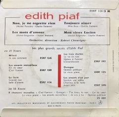 Edith Piaf Non Je Ne Regrette Rien 4 Şarkı 45lik Plak
