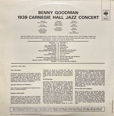 Benny Goodman The Famous 1938 Carnegie Hall Jazz Concert Double LP Plak
