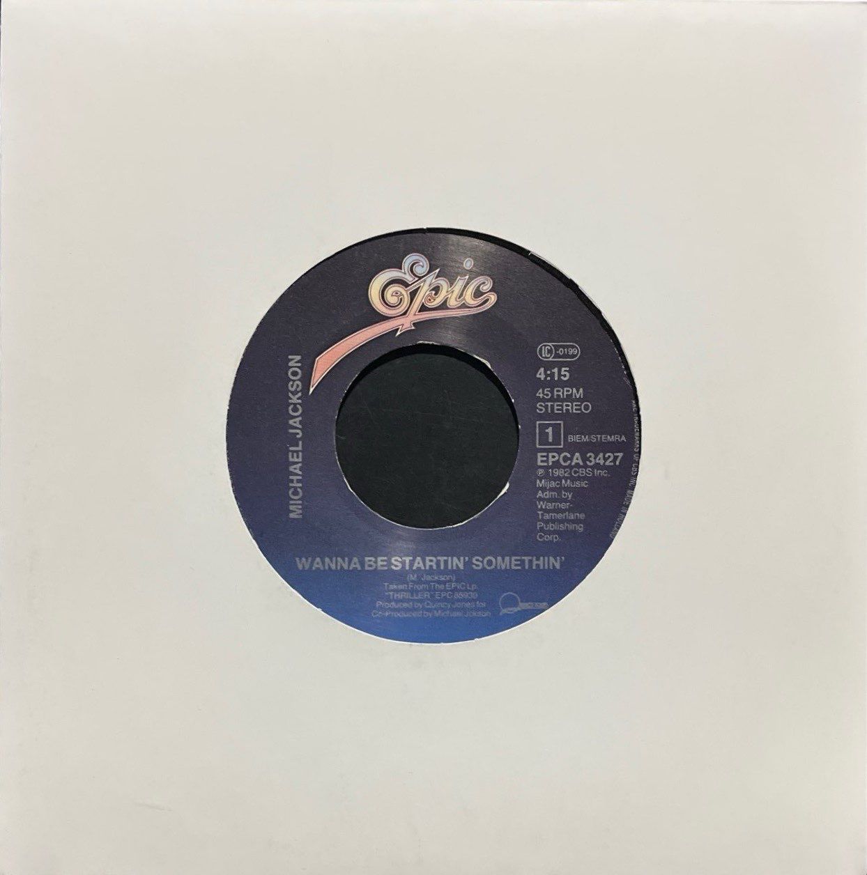 Michael Jackson Wanna Be Startin' Somethin' 45lik Plak