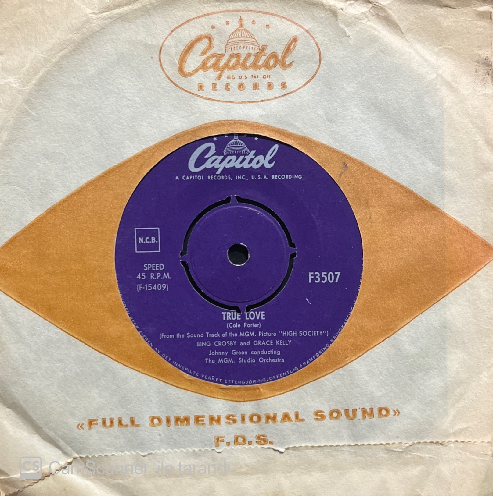 Bing Crosby True Love 45lik Plak