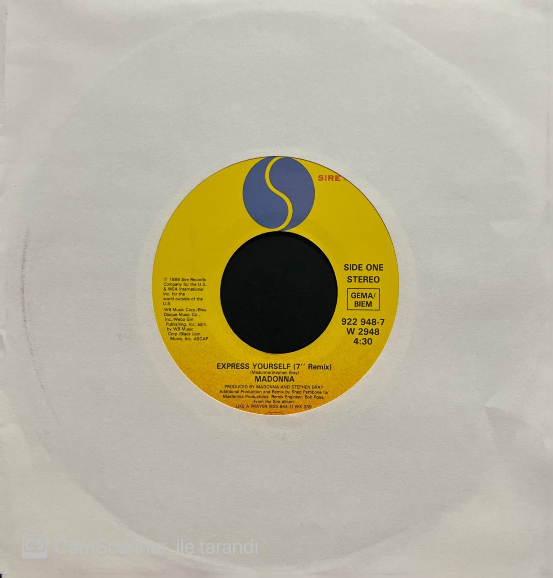 Madonna Express Yourself 45lik Plak