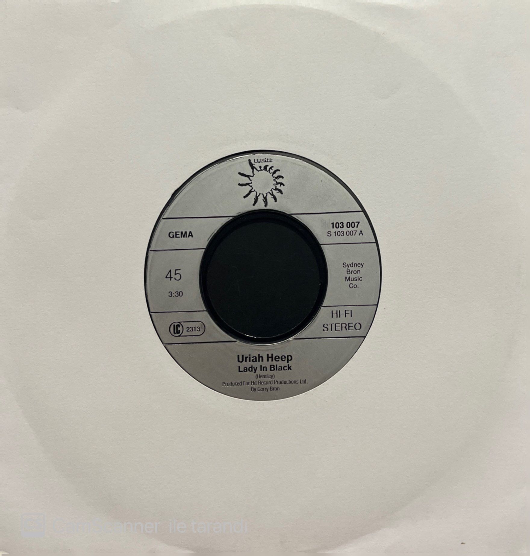 Uriah Heep Lady In Black 45lik Plak