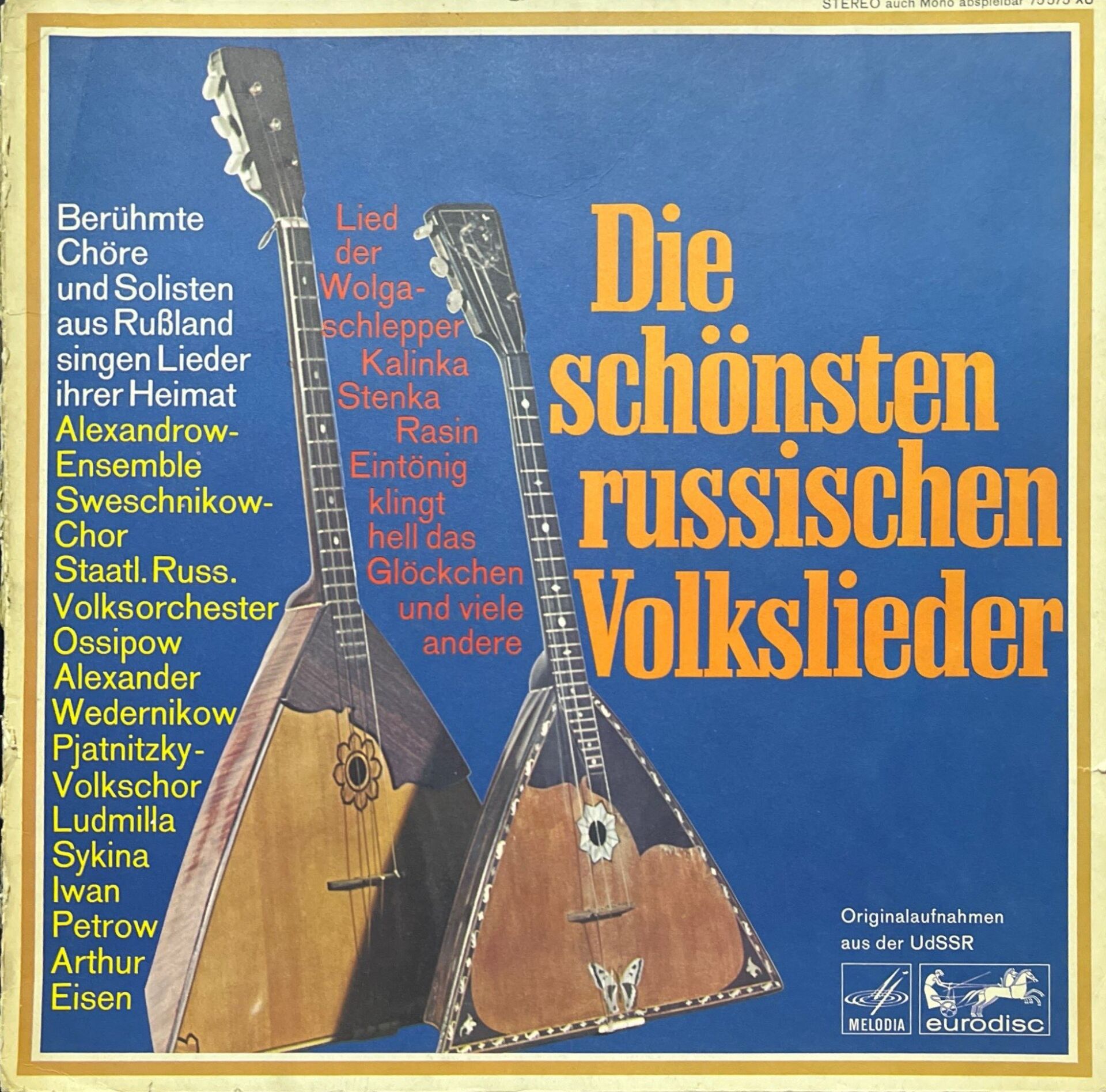 Die Schönsten Russischen Volkslieder LP Plak