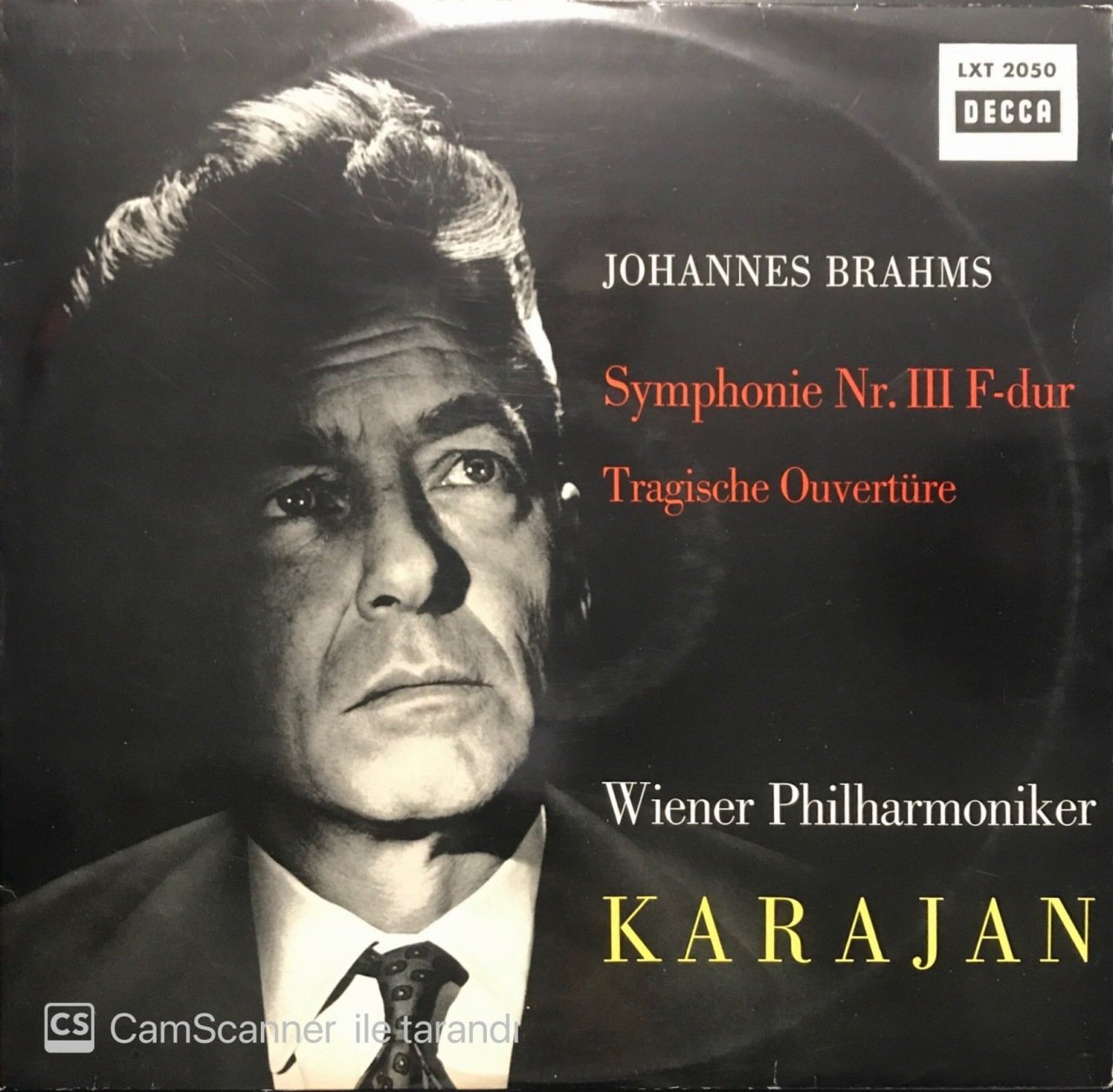 Johannes Brahms Symphonie Nr. III F-dur Wiener Philharmoniker Karajan LP Klasik Plak