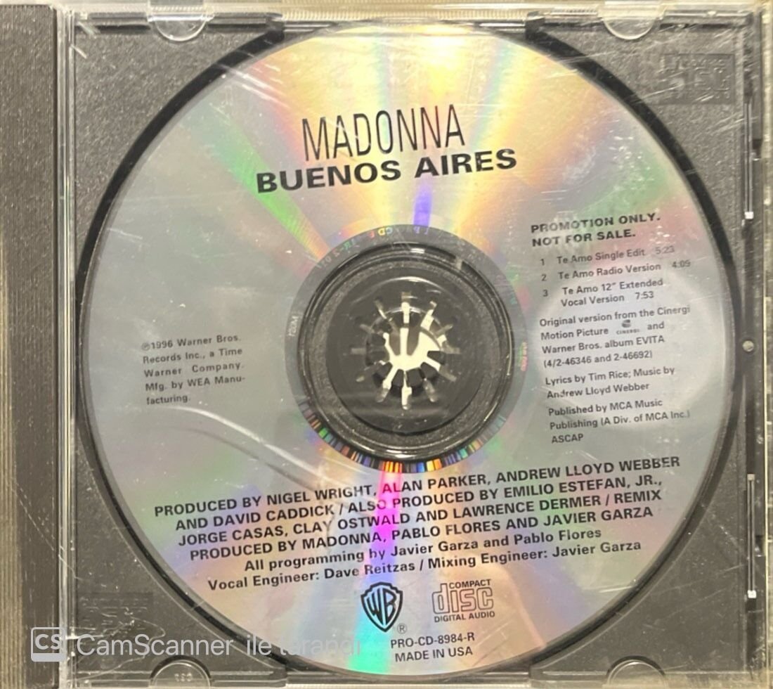 Madonna Buenos Aires Promo Baskı CD