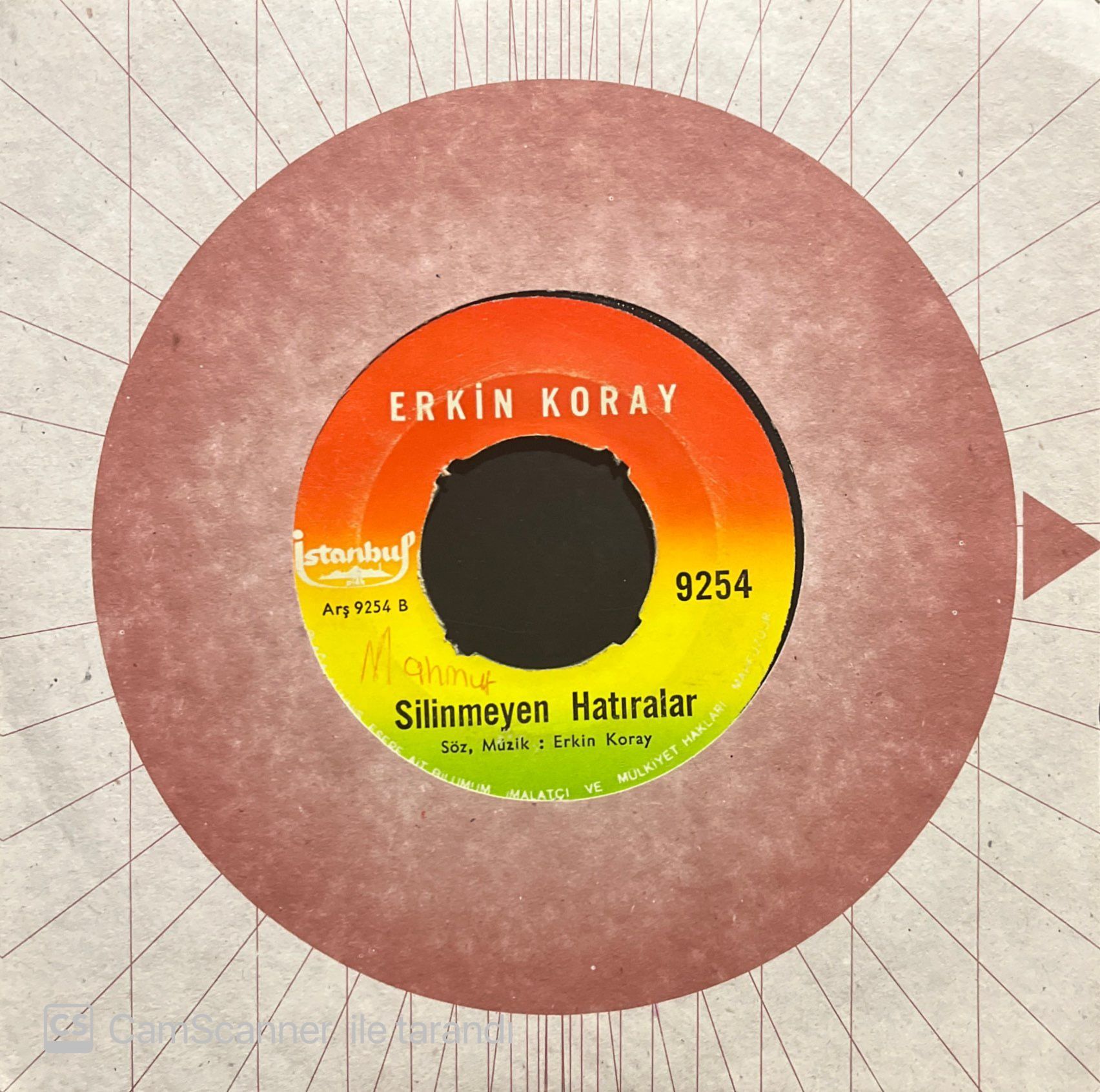 Erkin Koray Silinmeyen Hatıralar 45lik Plak