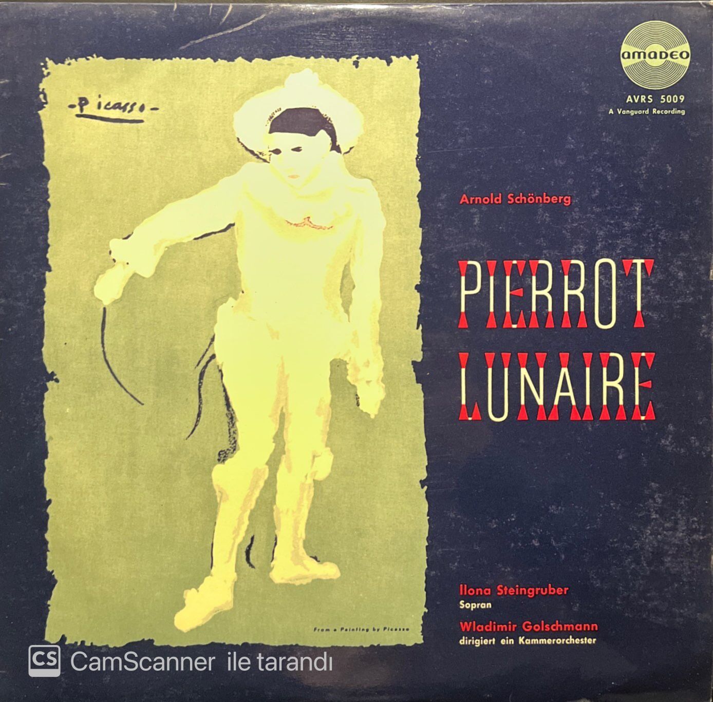 Arnold Schönberg Pierrot Lunaire Picasso LP Plak