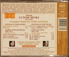 Lutoslawski Complete Music For Violin And Piano CD