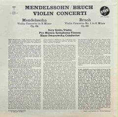 Mendelssohn Bruch Violin Concerti Classic LP Plak