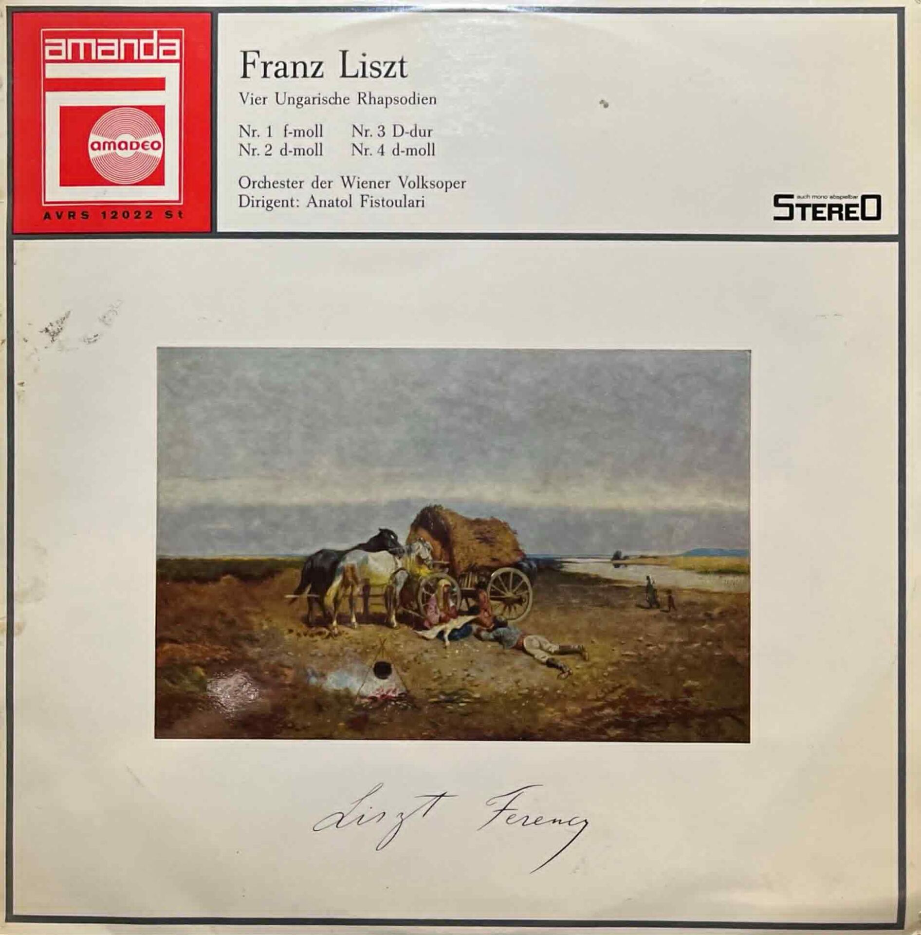 Franz Liszt Vier Ungarische Rhapsodien Classic LP Plak