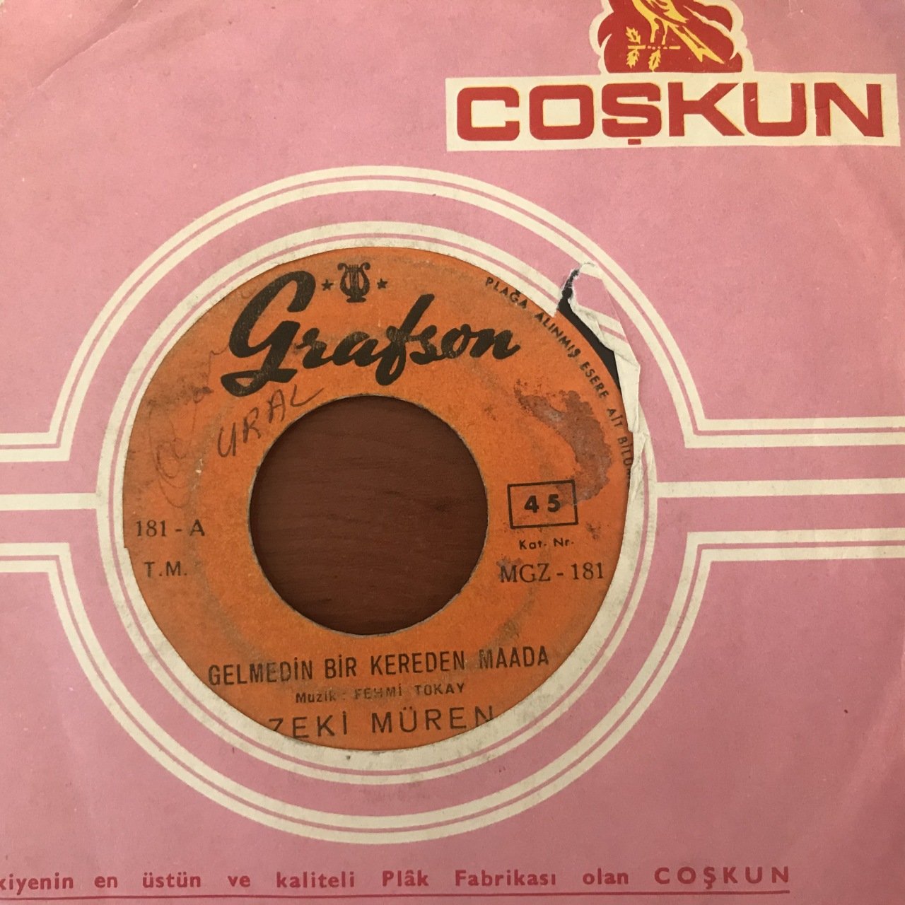 Zeki Müren Al Gönlünü Ondan Bana Ver 45lik Plak