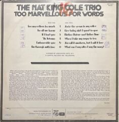 The Nat King Cole Trio Too Marvellous For Words LP Plak
