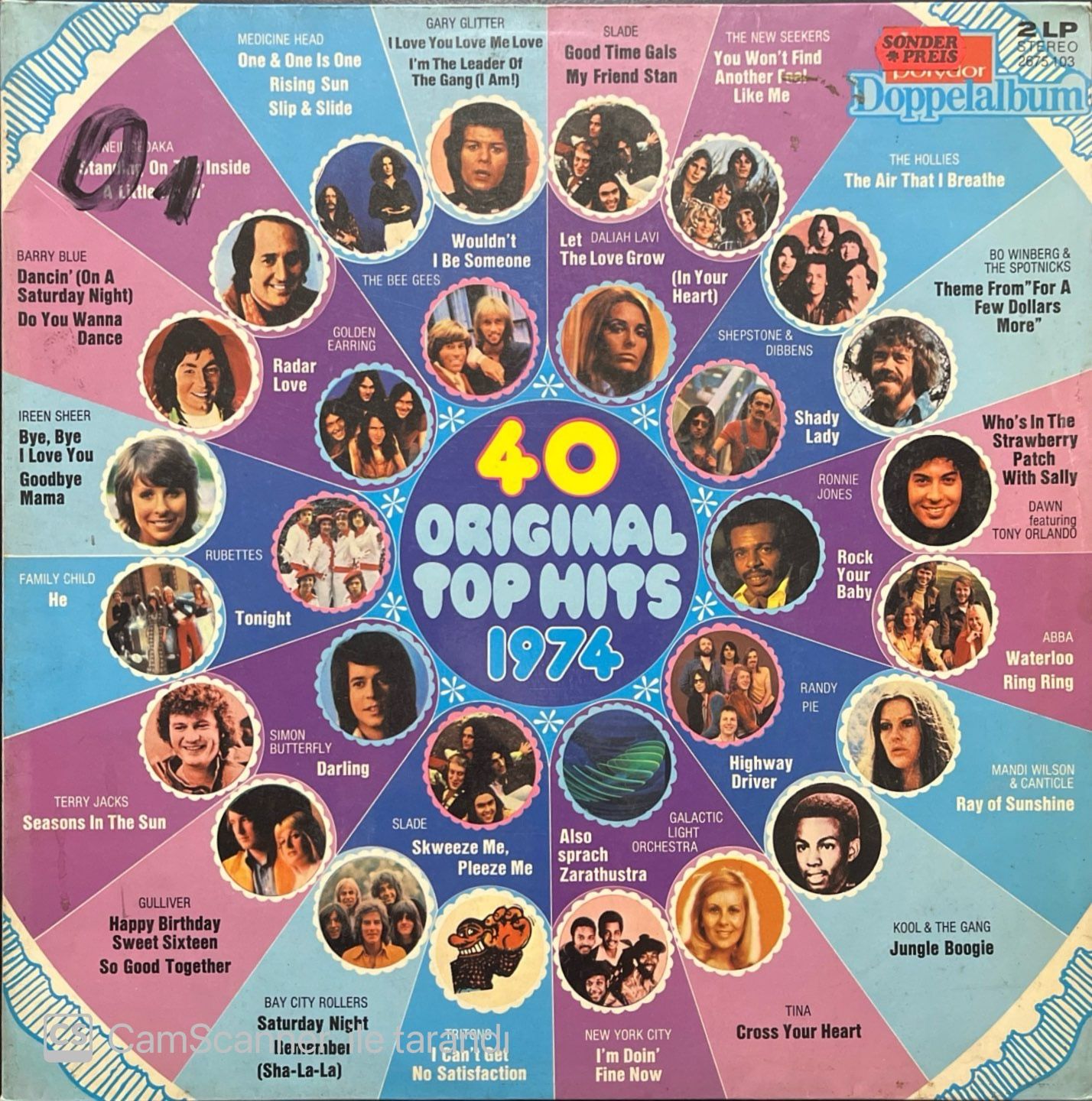 40 Original Top Hits 1974 Double LP Plak
