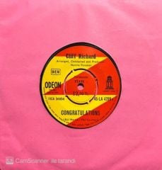 Cliff Richard Congratulations 45lik Plak