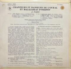 Chanteurs De L'oural Et Balalaikas D'Ossipov A Paris LP Plak