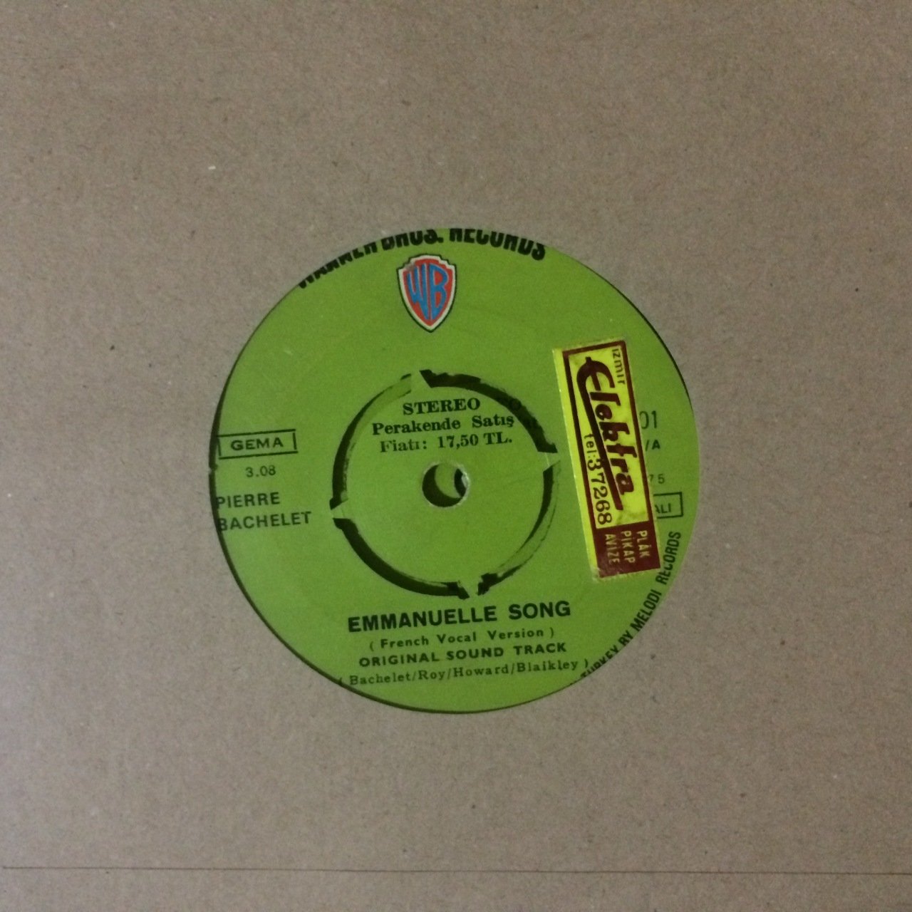 Pierre Bachelet Emmanuelle Song 45lik Plak