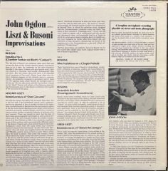 John Ogdon Liszt & Busoni Improvisations LP Plak