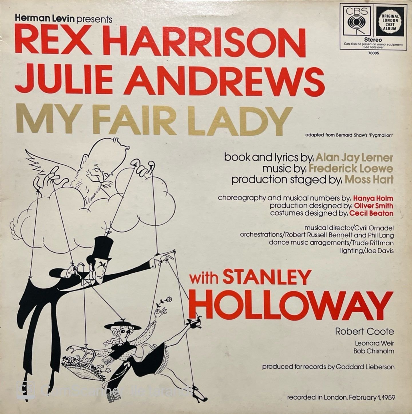 Rex Harrison Julie Andrews My Fairy Lady LP Plak