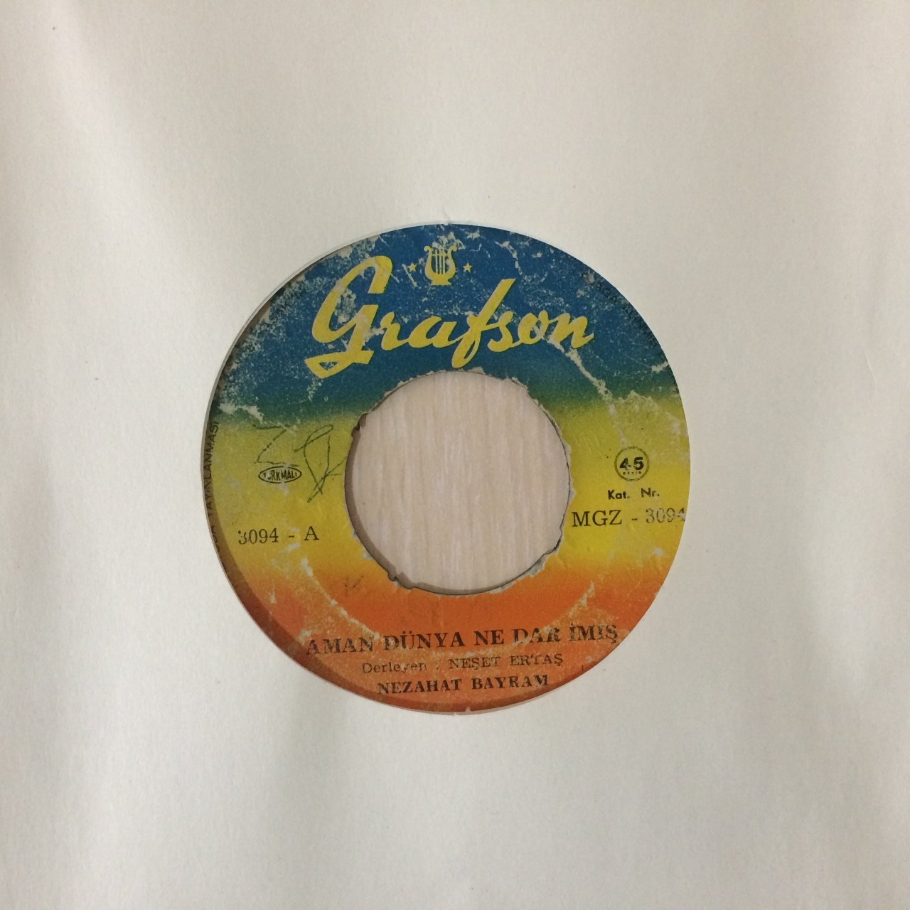 Nezahat Bayram Aman Dünya Ne Dar İmiş 45lik Plak